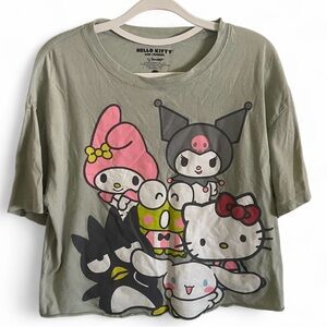 Hello Kitty and Friends by Sanrio Sage Green Womens‎ Crop Top Graphic Tee Size L